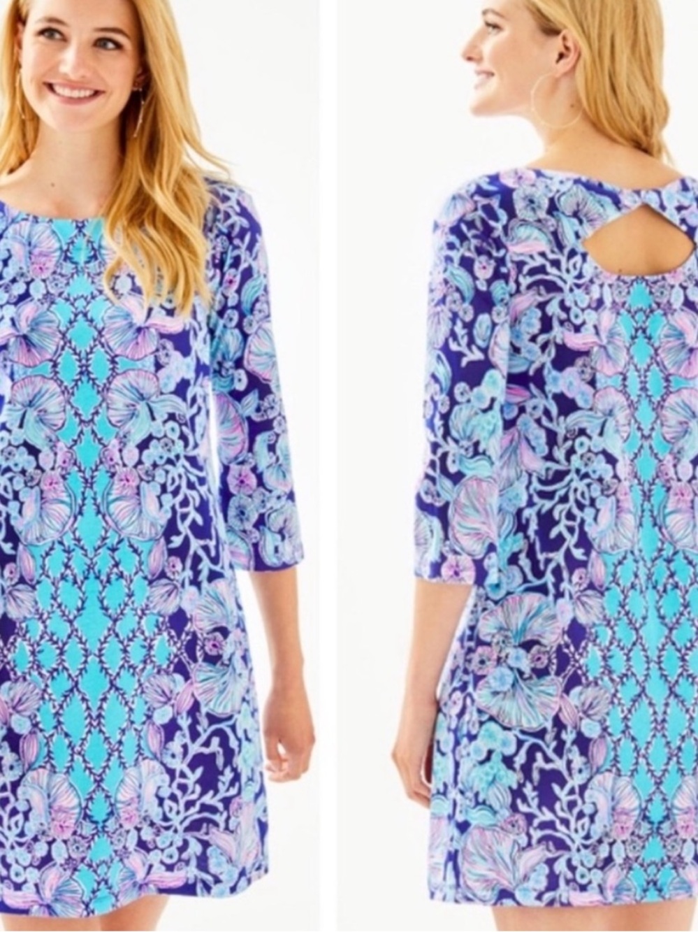 Lilly Pulitzer Blue Purple Floral Shift Dress